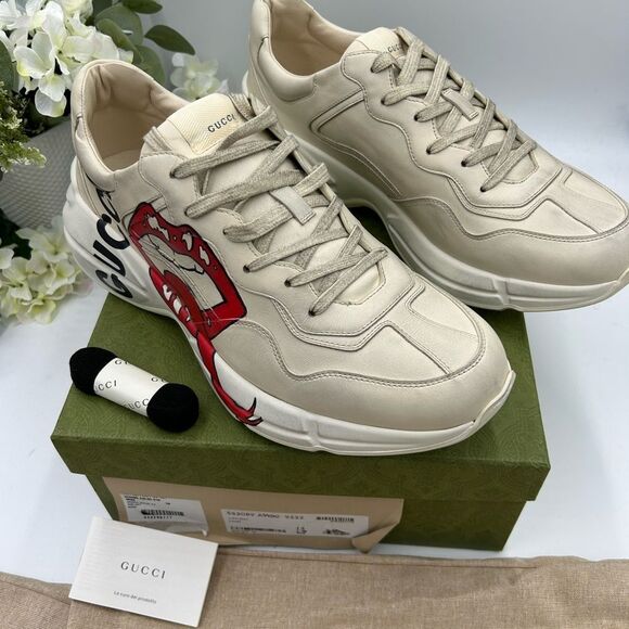Gucci Other - Men’s Gucci rython maxi mouth leather sneakers, size 14, made in Italy